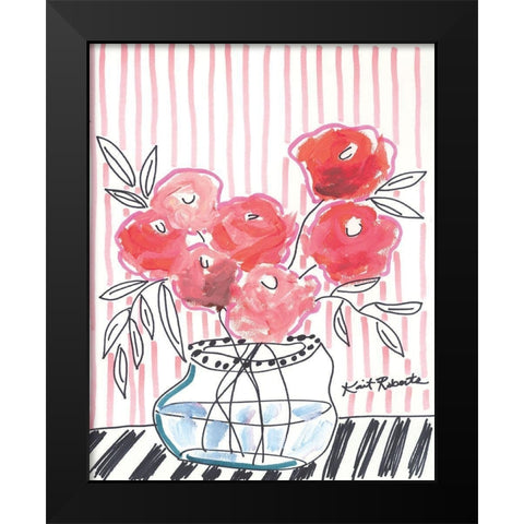 Pink Lipstick Black Modern Wood Framed Art Print by Roberts, Kait