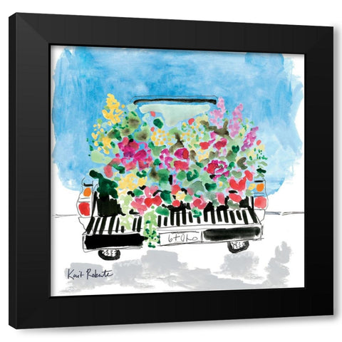 Floral Truck Bed Black Modern Wood Framed Art Print with Double Matting by Roberts, Kait