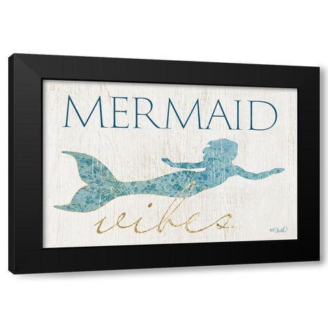 Mermaid Wishes Black Modern Wood Framed Art Print by Sherrill, Kate