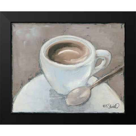 Coffee Break Black Modern Wood Framed Art Print by Sherrill, Kate