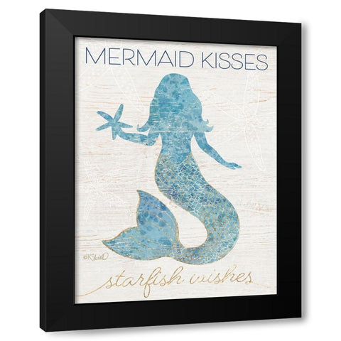 Mermaid Kisses Black Modern Wood Framed Art Print by Sherrill, Kate