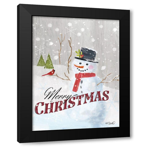 Merry Christmas Snowman     Black Modern Wood Framed Art Print by Sherrill, Kate