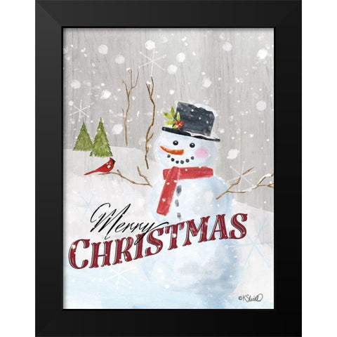 Merry Christmas Snowman     Black Modern Wood Framed Art Print by Sherrill, Kate