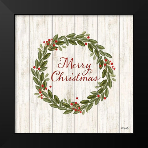 Merry Christmas Wreath    Black Modern Wood Framed Art Print by Sherrill, Kate
