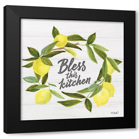 Bless This Kitchen    Black Modern Wood Framed Art Print with Double Matting by Sherrill, Kate