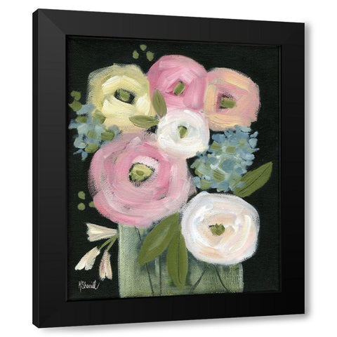 Colorful Blooms Black Modern Wood Framed Art Print with Double Matting by Sherrill, Kate