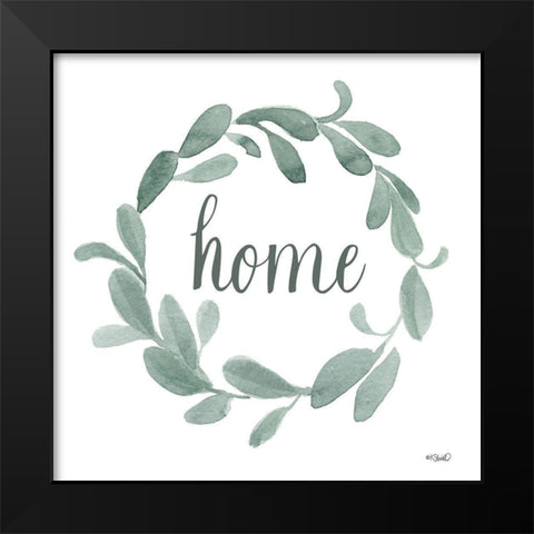 Welcome Home Wreath Black Modern Wood Framed Art Print by Sherrill, Kate
