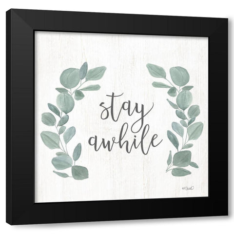 Stay Awhile Eucalyptus Black Modern Wood Framed Art Print by Sherrill, Kate