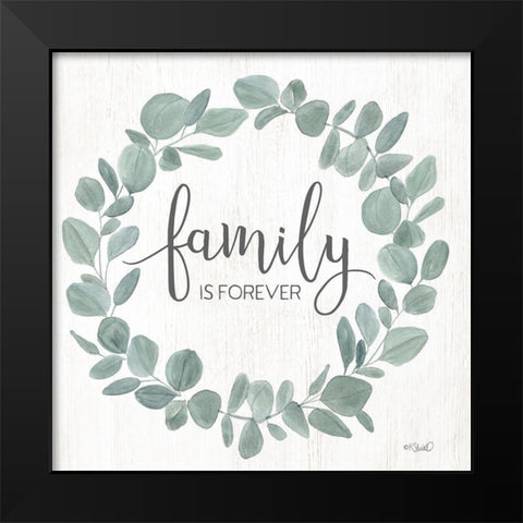 Family Forever Eucalyptus Wreath Black Modern Wood Framed Art Print by Sherrill, Kate