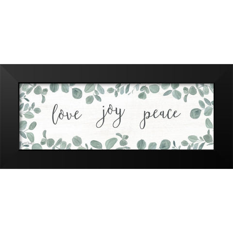 Love-Joy-Peace Eucalyptus Black Modern Wood Framed Art Print by Sherrill, Kate