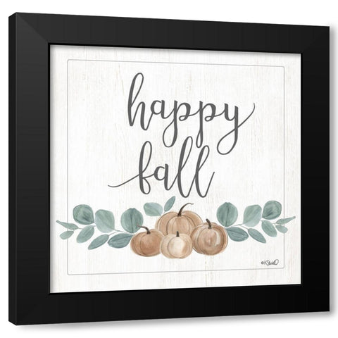 Eucalyptus Pumpkins Happy Fall Black Modern Wood Framed Art Print with Double Matting by Sherrill, Kate