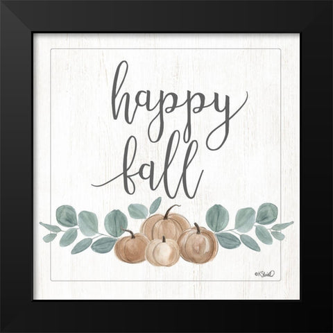 Eucalyptus Pumpkins Happy Fall Black Modern Wood Framed Art Print by Sherrill, Kate