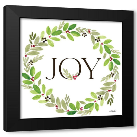 Joy Wreath Black Modern Wood Framed Art Print by Sherrill, Kate