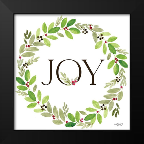 Joy Wreath Black Modern Wood Framed Art Print by Sherrill, Kate