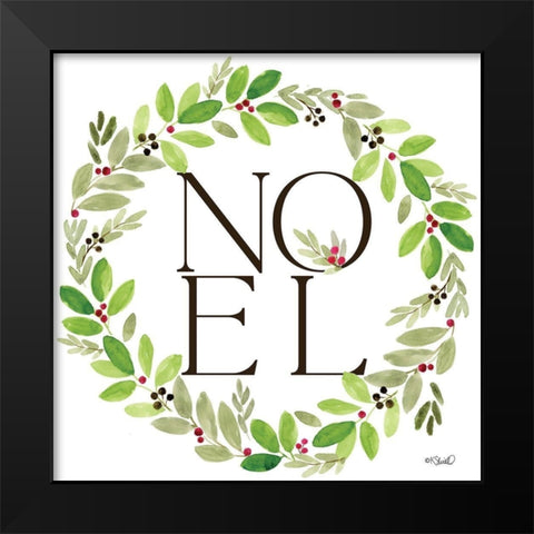 Noel Wreath Black Modern Wood Framed Art Print by Sherrill, Kate