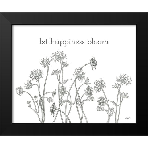 Let Happiness Bloom Black Modern Wood Framed Art Print by Sherrill, Kate