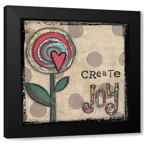 Create Joy Flower Black Modern Wood Framed Art Print by Larson, Lisa
