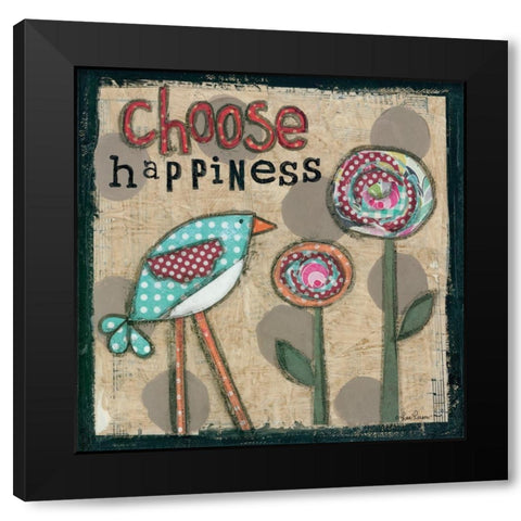 Choose Happiness Black Modern Wood Framed Art Print by Larson, Lisa