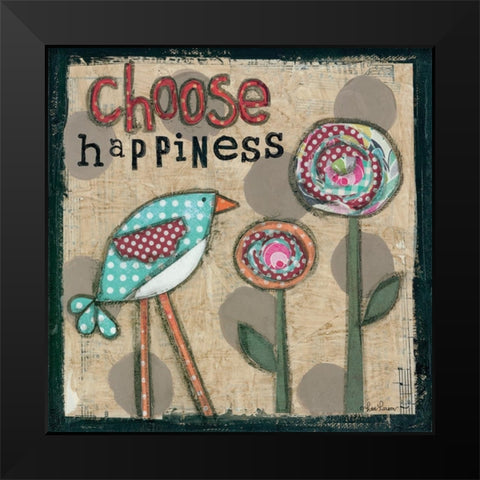Choose Happiness Black Modern Wood Framed Art Print by Larson, Lisa