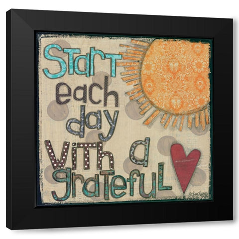 Start Each Day Black Modern Wood Framed Art Print with Double Matting by Larson, Lisa