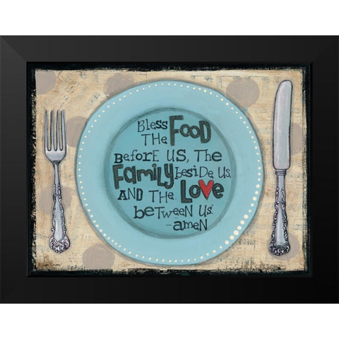 Bless the Food Black Modern Wood Framed Art Print by Larson, Lisa
