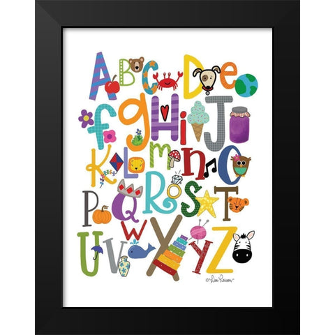 Colorful Alphabet Black Modern Wood Framed Art Print by Larson, Lisa