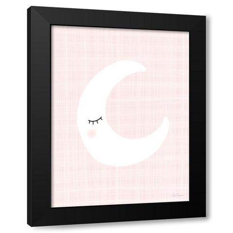 Moon on Pink Black Modern Wood Framed Art Print with Double Matting by Larson, Lisa