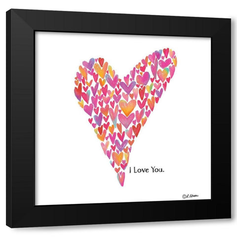 I Love You Heart Black Modern Wood Framed Art Print with Double Matting by Larson, Lisa