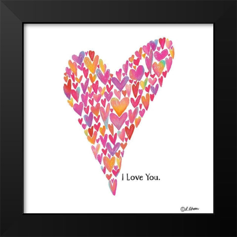 I Love You Heart Black Modern Wood Framed Art Print by Larson, Lisa