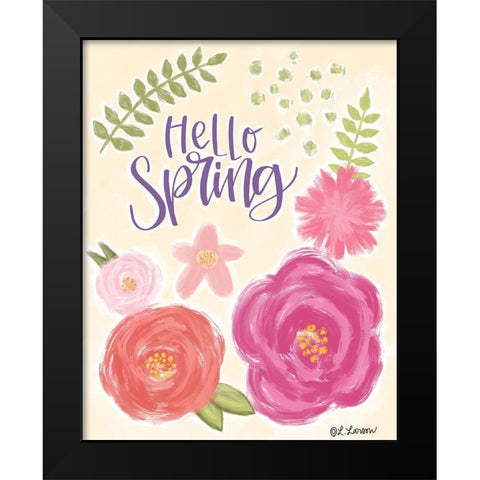 Hello Spring Black Modern Wood Framed Art Print by Larson, Lisa