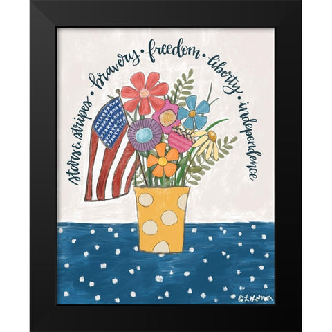 Patriotic Flower Pot Black Modern Wood Framed Art Print by Larson, Lisa