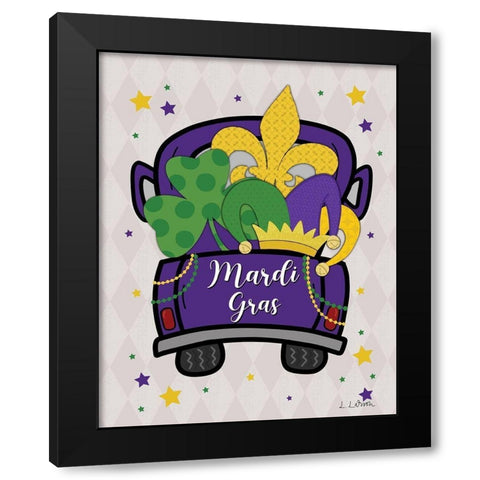 Mardi Gras Truck Black Modern Wood Framed Art Print by Larson, Lisa