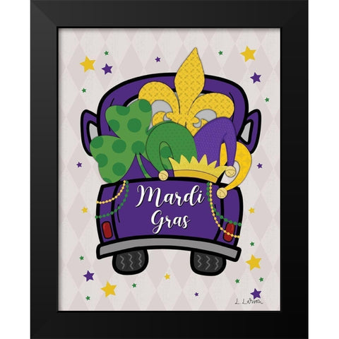 Mardi Gras Truck Black Modern Wood Framed Art Print by Larson, Lisa