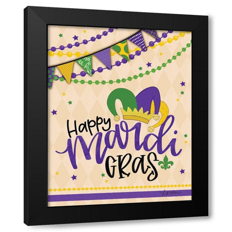 Happy Mardi Gras Black Modern Wood Framed Art Print by Larson, Lisa
