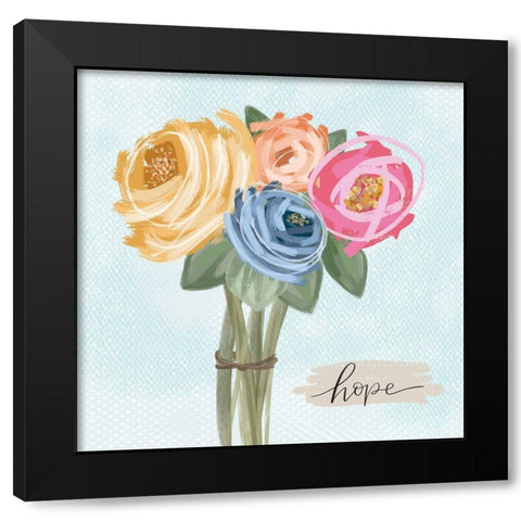 Floral Hope Black Modern Wood Framed Art Print with Double Matting by Larson, Lisa