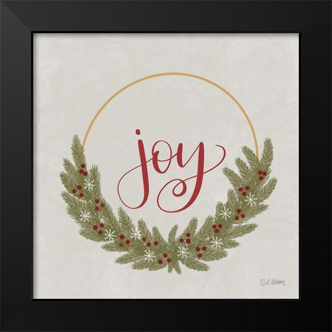 Joy Wreath Black Modern Wood Framed Art Print by Larson, Lisa