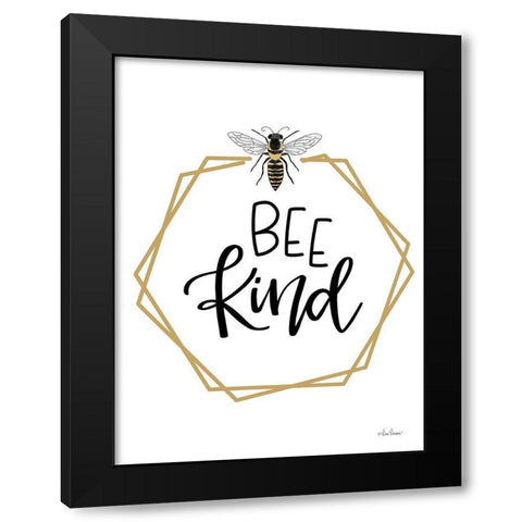 Geo Bee Kind     Black Modern Wood Framed Art Print with Double Matting by Larson, Lisa