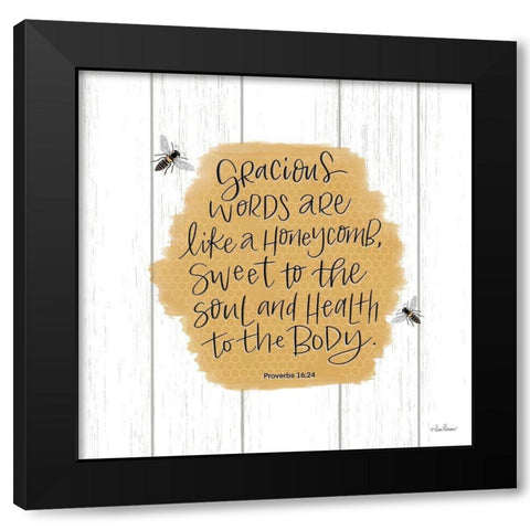 Gracious Words Black Modern Wood Framed Art Print by Larson, Lisa