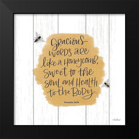 Gracious Words Black Modern Wood Framed Art Print by Larson, Lisa