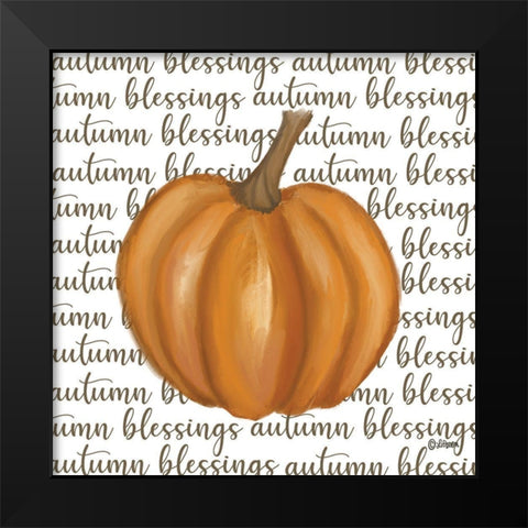 Autumn Blessings Black Modern Wood Framed Art Print by Larson, Lisa