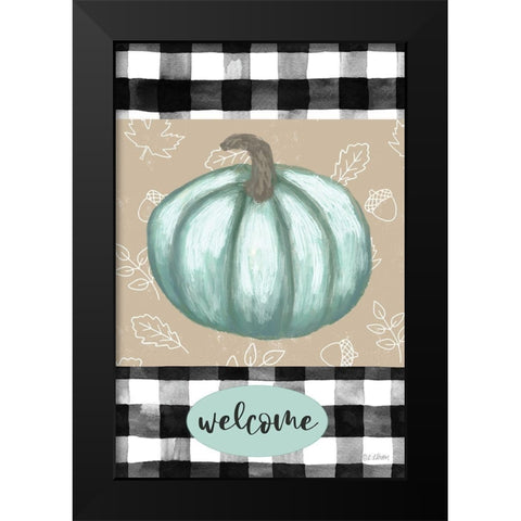 Welcome Blue Pumpkin Black Modern Wood Framed Art Print by Larson, Lisa