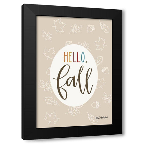 Hello Fall Black Modern Wood Framed Art Print by Larson, Lisa