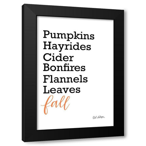 Fall Words Black Modern Wood Framed Art Print with Double Matting by Larson, Lisa