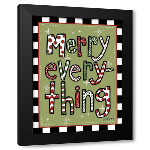 Merry Everything Black Modern Wood Framed Art Print by Larson, Lisa