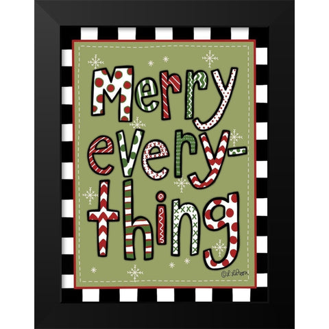 Merry Everything Black Modern Wood Framed Art Print by Larson, Lisa