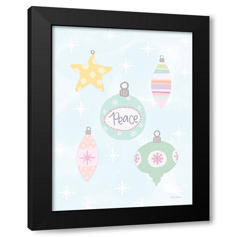 Pastel Christmas Ornaments Black Modern Wood Framed Art Print by Larson, Lisa