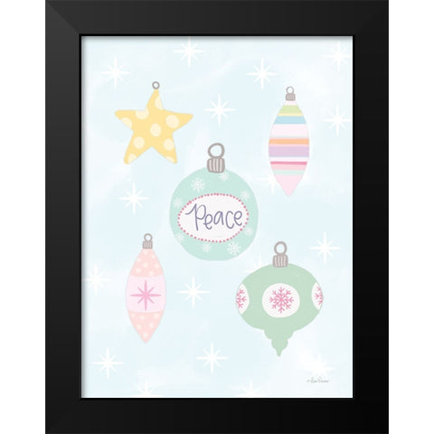 Pastel Christmas Ornaments Black Modern Wood Framed Art Print by Larson, Lisa
