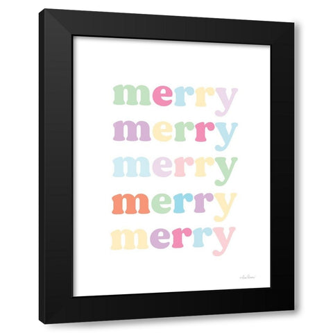 Pastel Very Merry Black Modern Wood Framed Art Print with Double Matting by Larson, Lisa