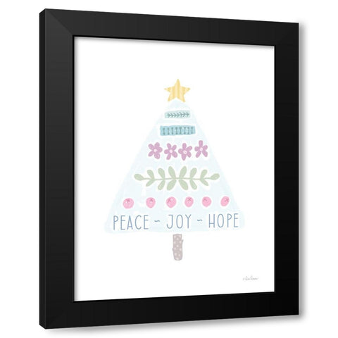 Peace, Joy, Hope Christmas Tree Black Modern Wood Framed Art Print by Larson, Lisa