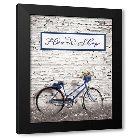 Flower Shop Bicycle Black Modern Wood Framed Art Print by Deiter, Lori